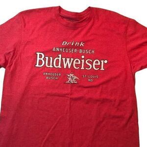 Budweiser Brand shirt Mens Large L Soft Cotton Old eagle RED vintage look‎